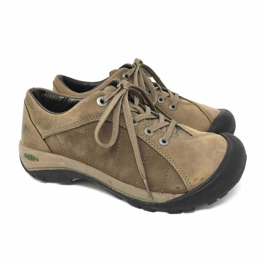 Keen Womens Presidio Walking Shoe Brown Nubuck Low Top Cap Toe 1007737 Lace Up 7